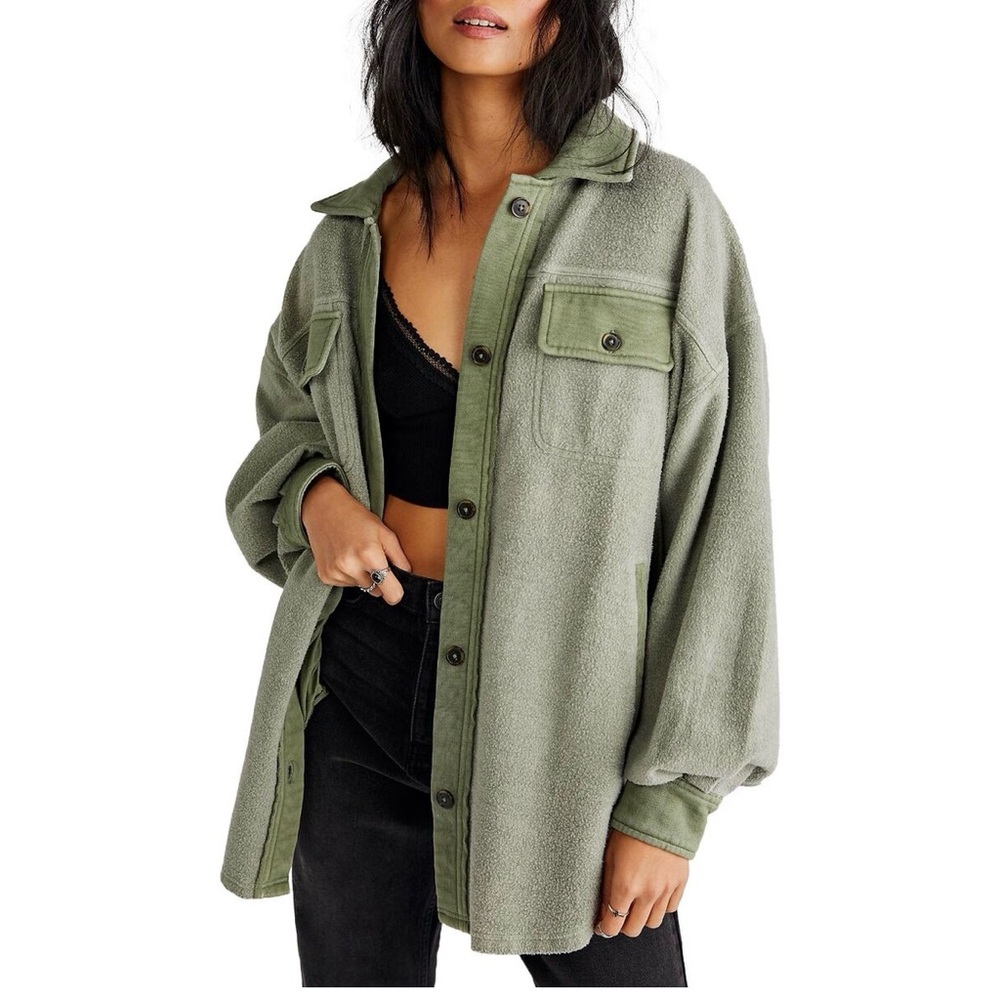 Free People Sage/olive shacket size XS